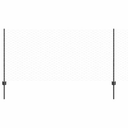 Hexagonal Fence with Post 10 x 1 m PVC-Coated Steel Grey Mesh