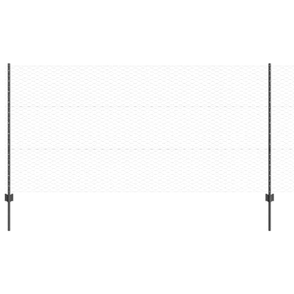Hexagonal Fence with Post 10 x 1.2 m PVC-Coated Steel Grey Mesh