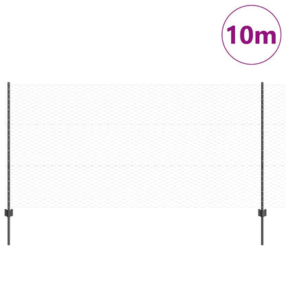 Hexagonal Fence with Post 10 x 1.2 m PVC-Coated Steel Grey Mesh