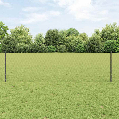Hexagonal Fence with Post 25 x 0.6 m PVC-Coated Steel Grey Mesh
