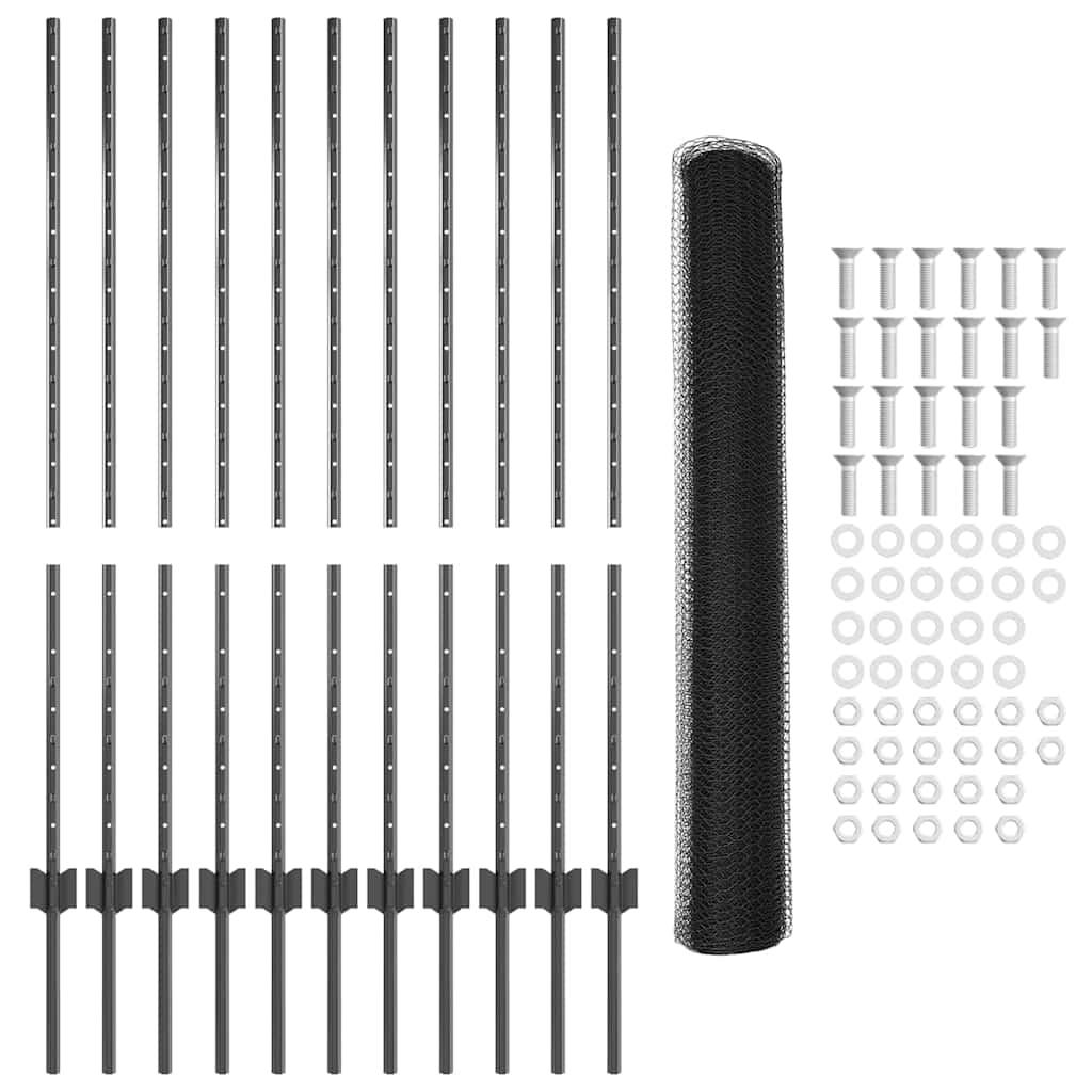 Fence with Post Grey