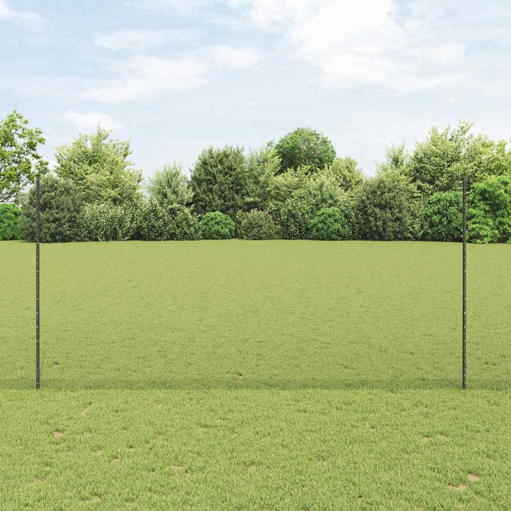 Hexagonal Fence with Post 25 x 1.5 m PVC-Coated Steel Grey Mesh