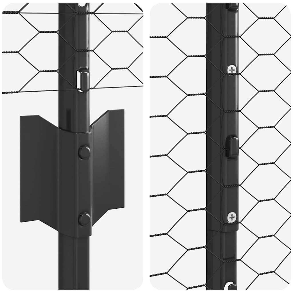 Hexagonal Fence with Post 50 x 1.2 m PVC-Coated Steel Grey Mesh