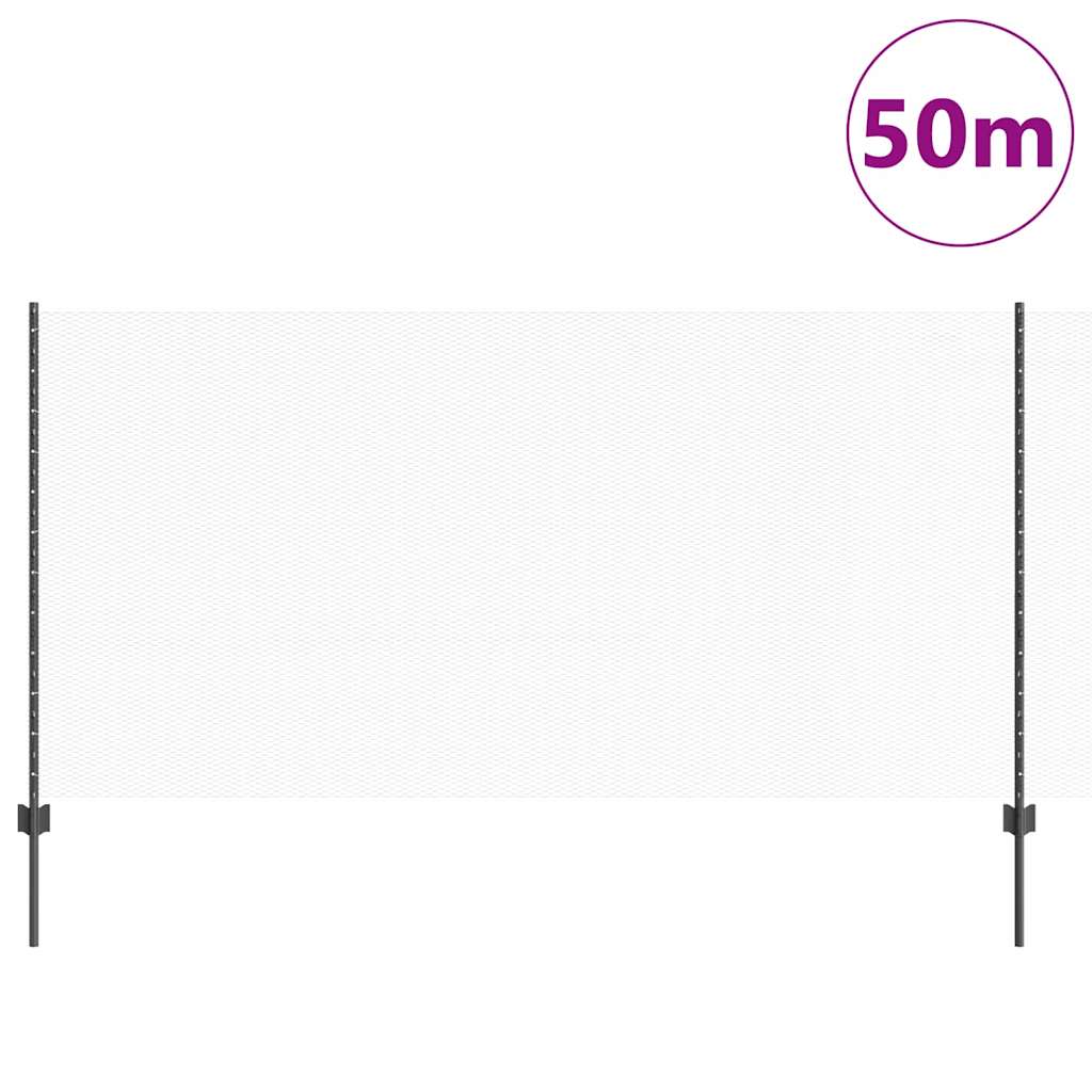 Hexagonal Fence with Post 50 x 1.2 m PVC-Coated Steel Grey Mesh