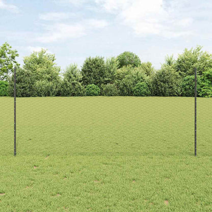 Hexagonal Fence with Post 50 x 1.2 m PVC-Coated Steel Grey Mesh