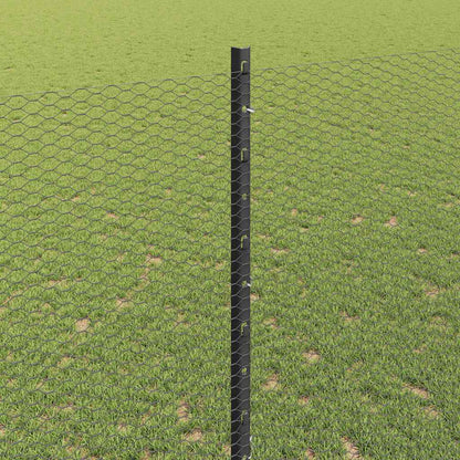 Hexagonal Fence with Post 50 x 1.4 m PVC-Coated Steel Grey Mesh