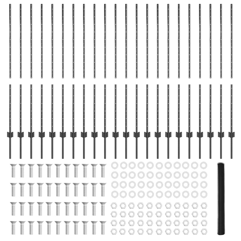 Hexagonal Fence with Post 50 x 1.4 m PVC-Coated Steel Grey Mesh