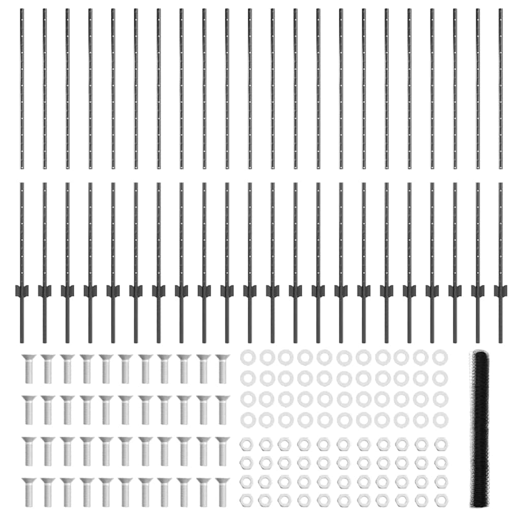 Hexagonal Fence with Post 50 x 1.4 m PVC-Coated Steel Grey Mesh