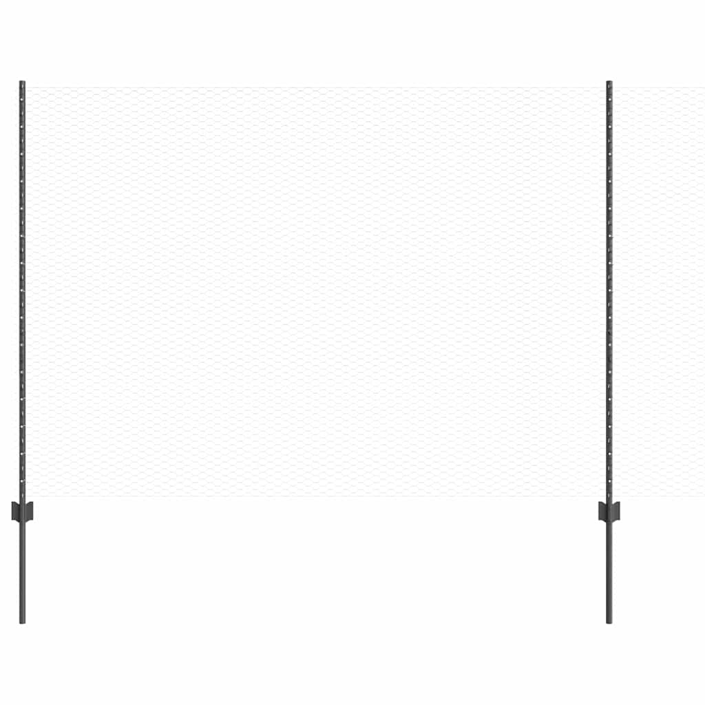 Hexagonal Fence with Post 50 x 1.6 m PVC-Coated Steel Grey Mesh