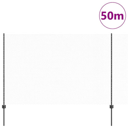 Hexagonal Fence with Post 50 x 1.6 m PVC-Coated Steel Grey Mesh