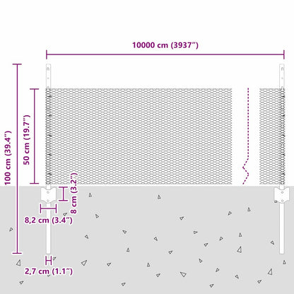 Hexagonal Fence with Post 100 x 0.5 m PVC-Coated Steel Grey