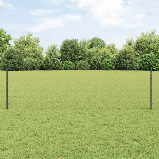 Hexagonal Fence with Post 100 x 0.5 m PVC-Coated Steel Grey