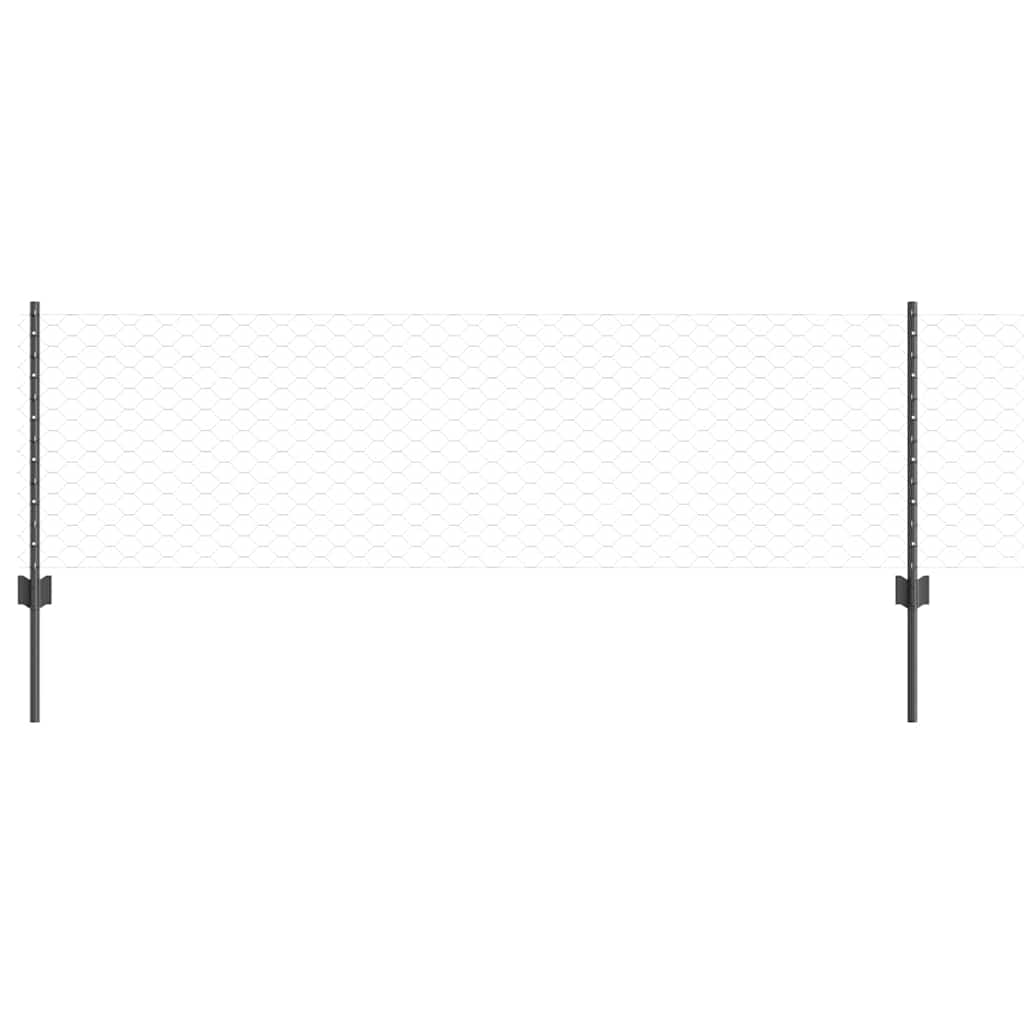Hexagonal Fence with Post 100 x 0.6 m PVC-Coated Steel Grey