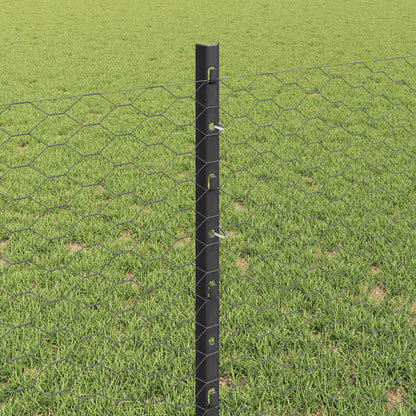 Hexagonal Fence with Post 100 x 0.8 m PVC-Coated Steel Grey