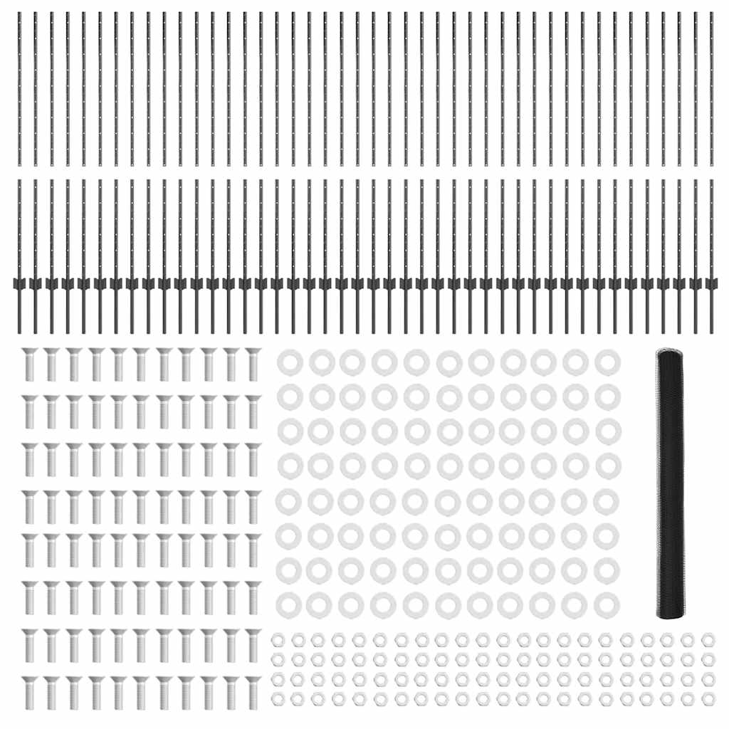 Hexagonal Fence with Post 100 x 1.4 m PVC-Coated Steel Grey