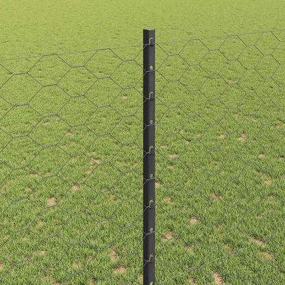 Hexagonal Fence with Post 100 x 1.4 m PVC-Coated Steel Grey