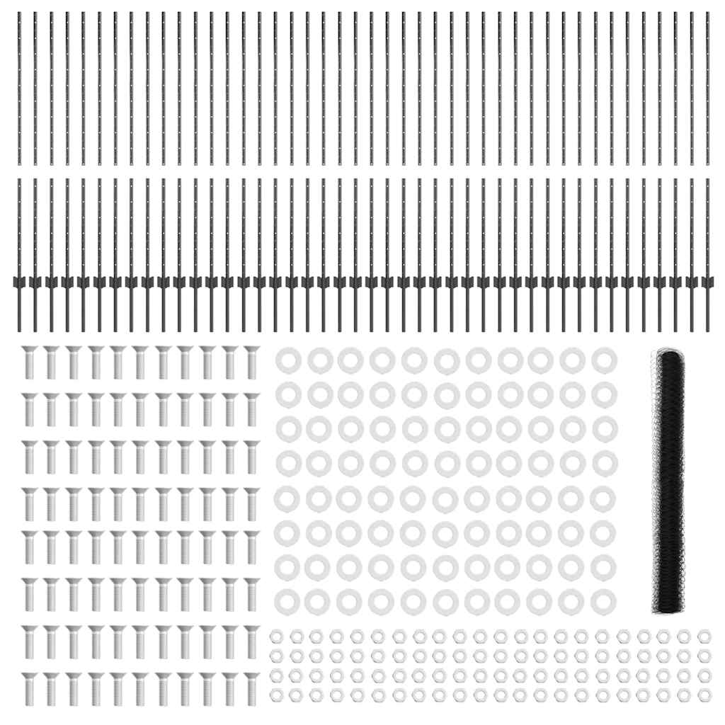 Hexagonal Fence with Post 100 x 1.4 m PVC-Coated Steel Grey