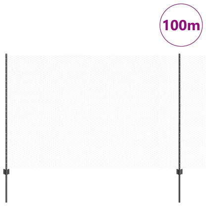 Hexagonal Fence with Post 100 x 1.5 m PVC-Coated Steel Grey