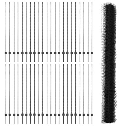 Hexagonal Fence with Post 100 x 1.6 m PVC-Coated Steel Grey