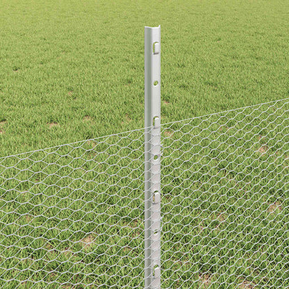 Hexagonal Fence with Post 10 x 0.5 m Galvanised Steel Silver