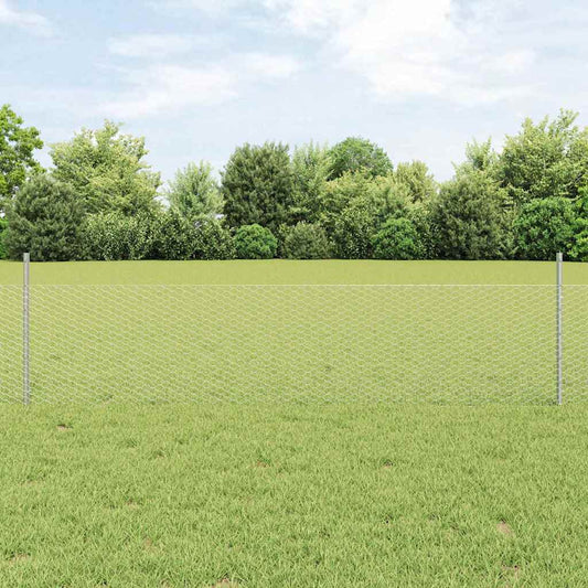 Hexagonal Fence with Post 10 x 0.5 m Galvanised Steel Silver
