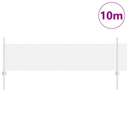 Hexagonal Fence with Post 10 x 0.5 m Galvanised Steel Silver