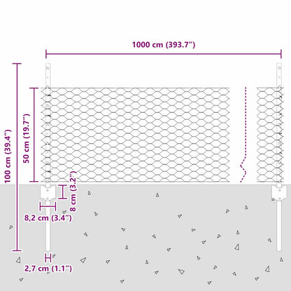 Hexagonal Fence with Post 10 x 0.5 m Galvanised Steel Silver