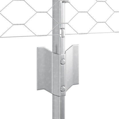Hexagonal Fence with Post 10 x 0.5 m Galvanised Steel Silver
