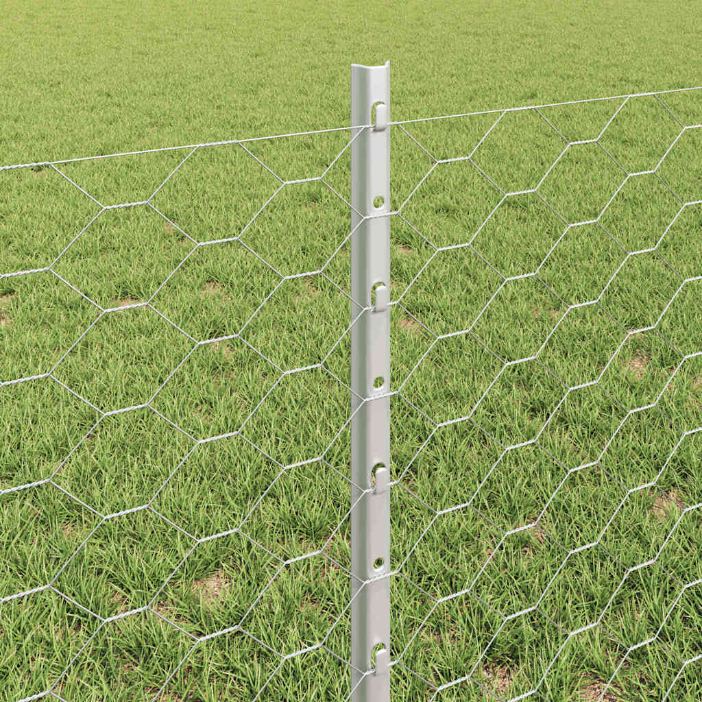 Hexagonal Fence with Post 10 x 0.6 m Galvanised Steel Silver