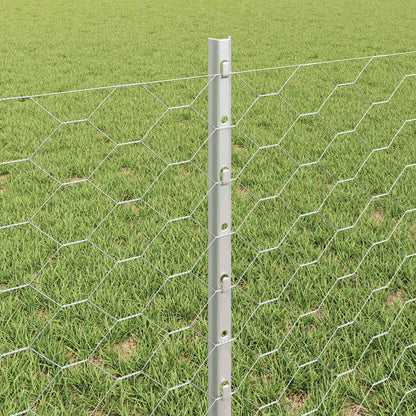 Hexagonal Fence with Post 10 x 0.6 m Galvanised Steel Silver