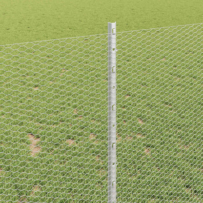Hexagonal Fence with Post 10 x 1 m Galvanised Steel Silver Mesh