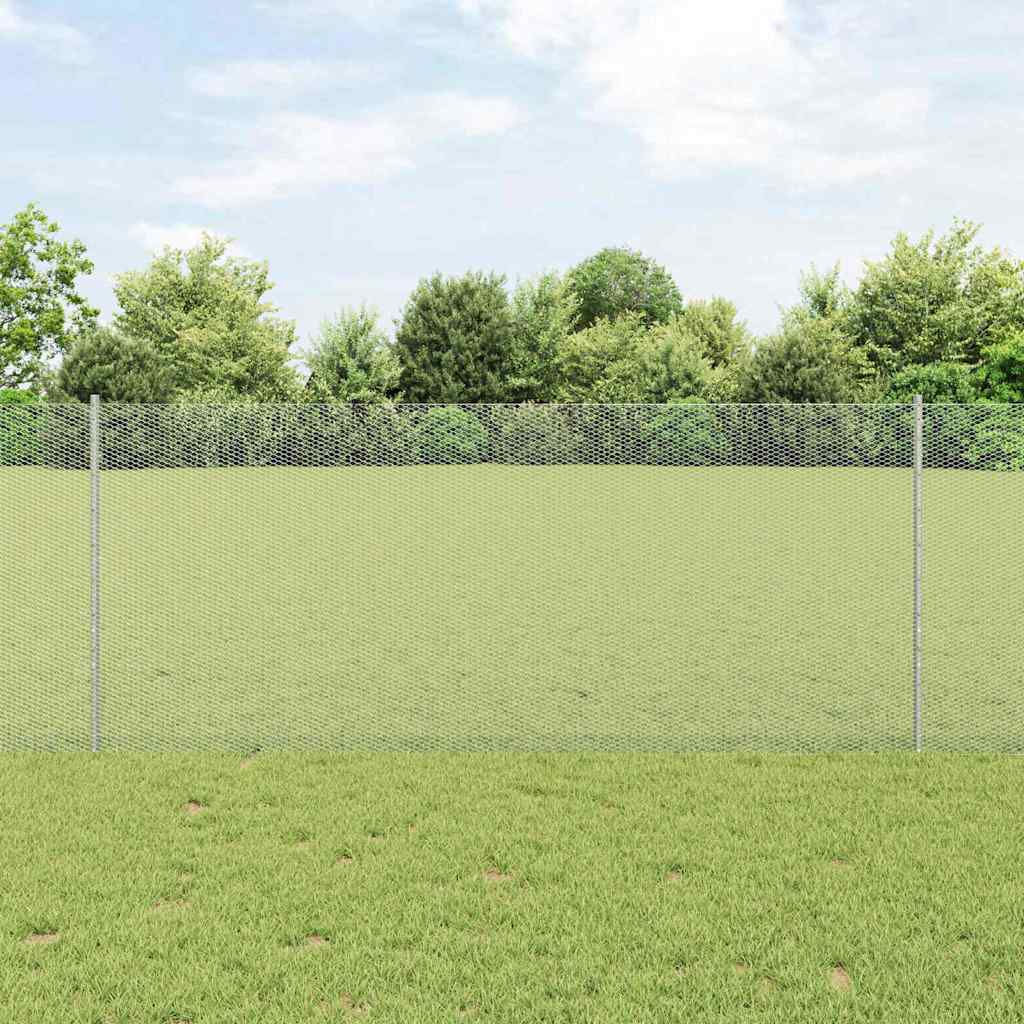 Hexagonal Fence with Post 10 x 1 m Galvanised Steel Silver Mesh