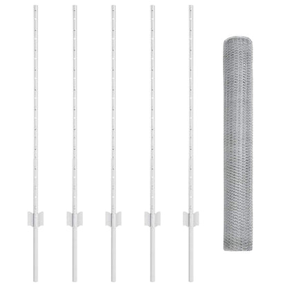 Hexagonal Fence with Post 10 x 1 m Galvanised Steel Silver Mesh