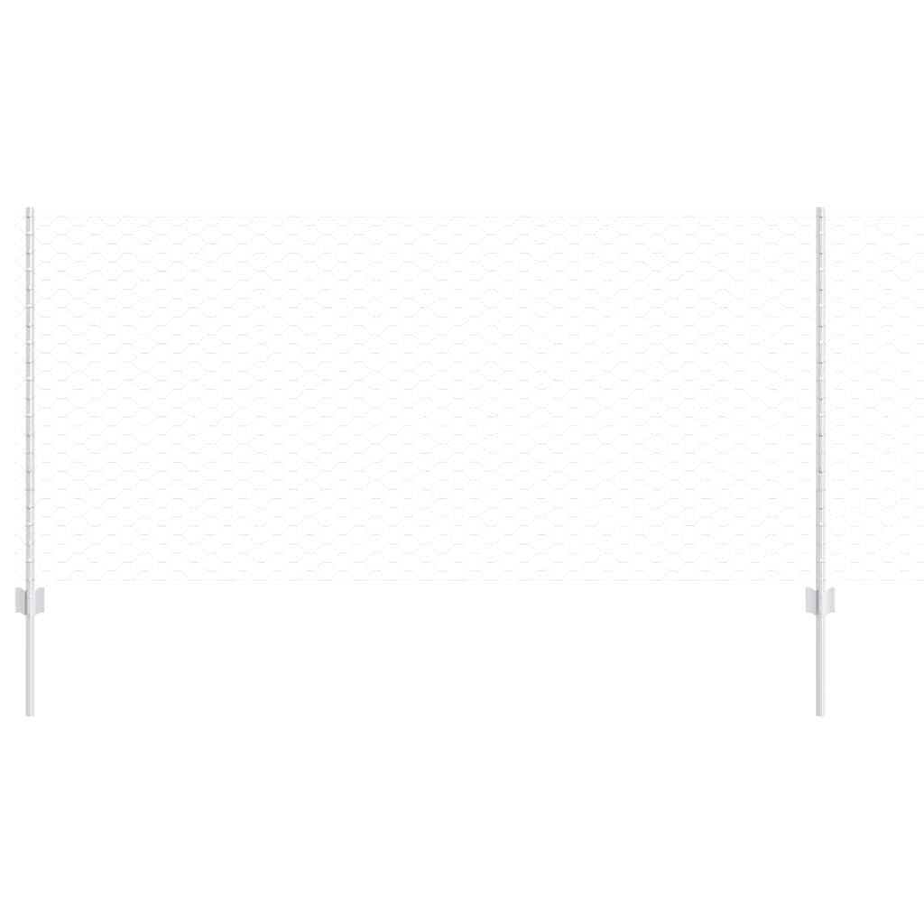 Hexagonal Fence with Post 10 x 1 m Galvanised Steel Silver Mesh