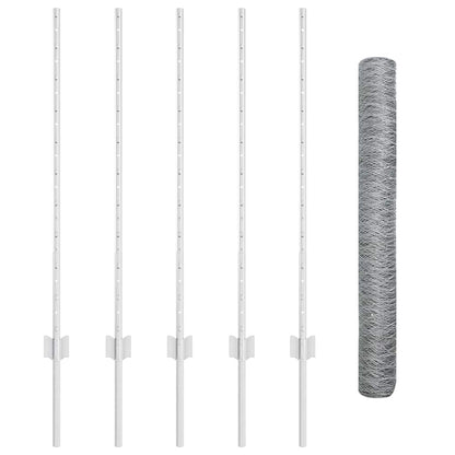 Hexagonal Fence with Post 10 x 1 m Galvanised Steel Silver Mesh