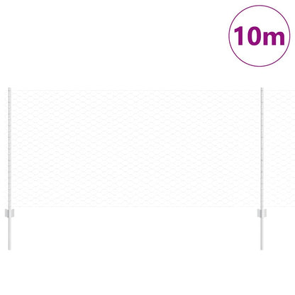 Hexagonal Fence with Post 10 x 1 m Galvanised Steel Silver Mesh