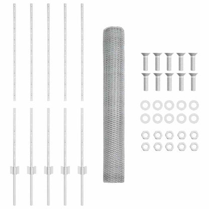 Hexagonal Fence with Post 10 x 1.2 m Galvanised Steel Silver