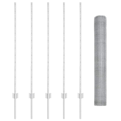 Hexagonal Fence with Post 10 x 1.2 m Galvanised Steel Silver