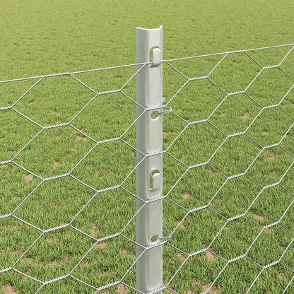 Hexagonal Fence with Post 10 x 1.2 m Galvanised Steel Silver