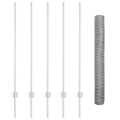 Hexagonal Fence with Post 10 x 1.2 m Galvanised Steel Silver