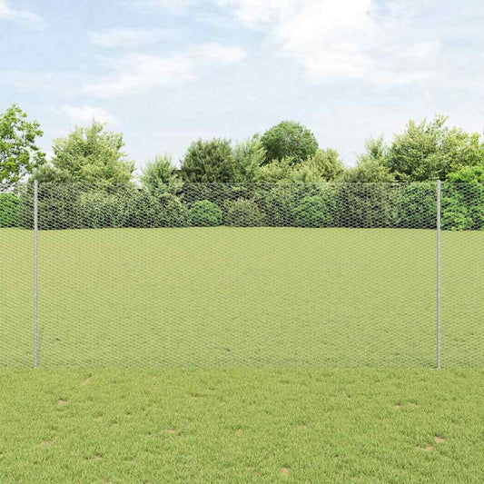 Hexagonal Fence with Post 10 x 1.4 m Galvanised Steel Silver
