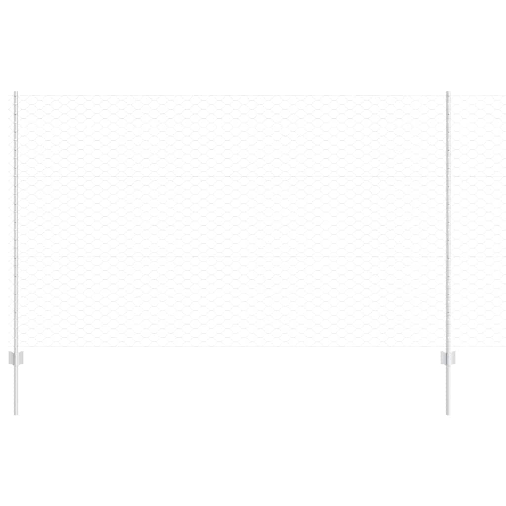 Hexagonal Fence with Post 10 x 1.4 m Galvanised Steel Silver