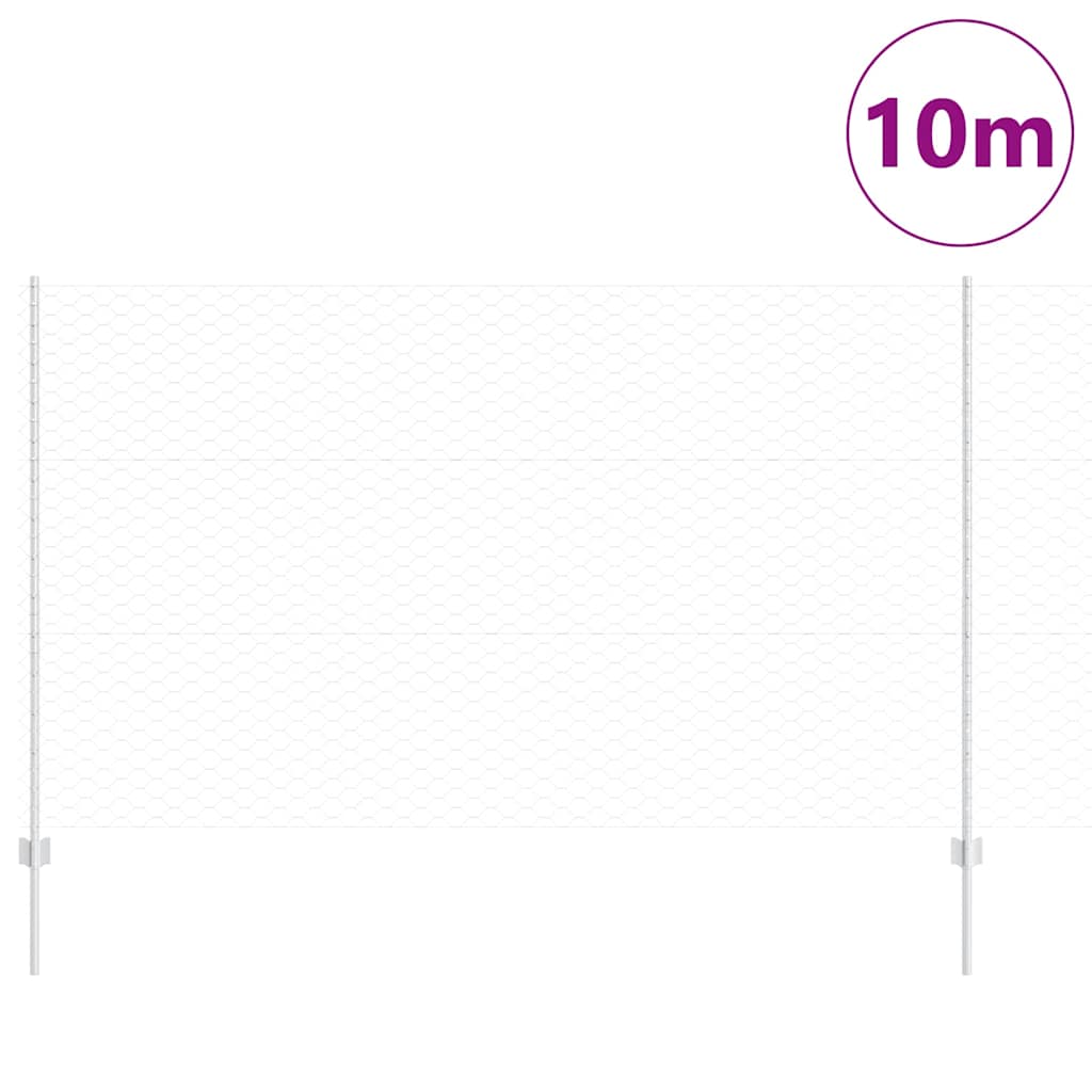 Hexagonal Fence with Post 10 x 1.4 m Galvanised Steel Silver