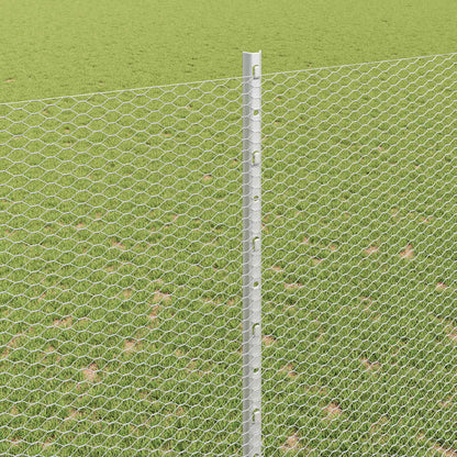 Hexagonal Fence with Post 10 x 1.5 m Galvanised Steel Silver