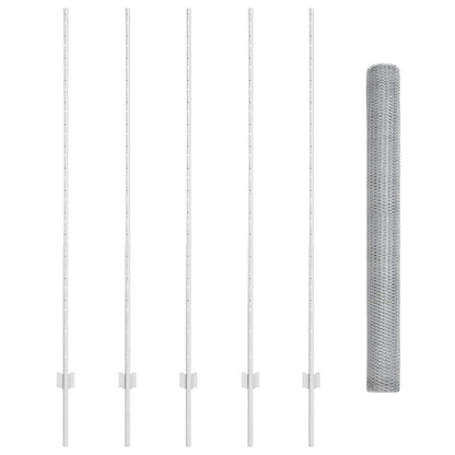 Hexagonal Fence with Post 10 x 1.5 m Galvanised Steel Silver