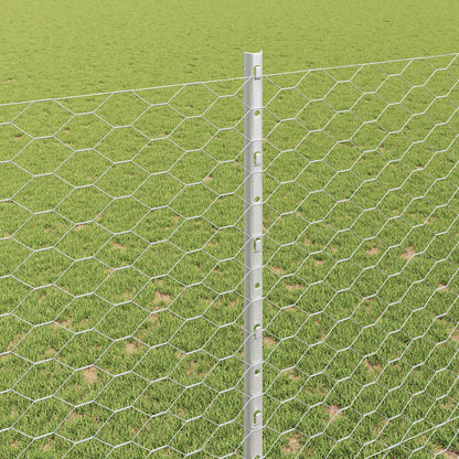 Hexagonal Fence with Post 10 x 1.5 m Galvanised Steel Silver