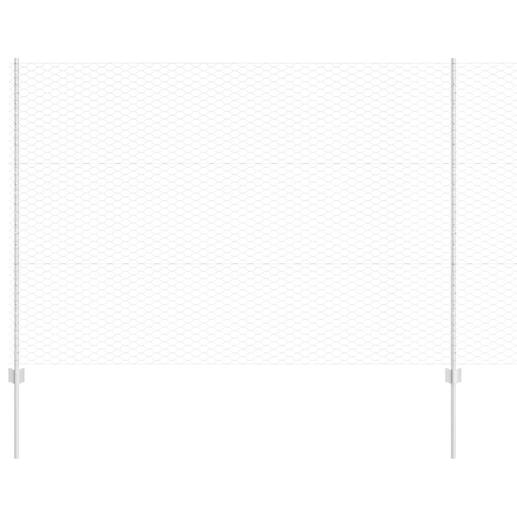 Hexagonal Fence with Post 10 x 1.5 m Galvanised Steel Silver