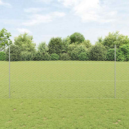 Hexagonal Fence with Post 10 x 1.5 m Galvanised Steel Silver