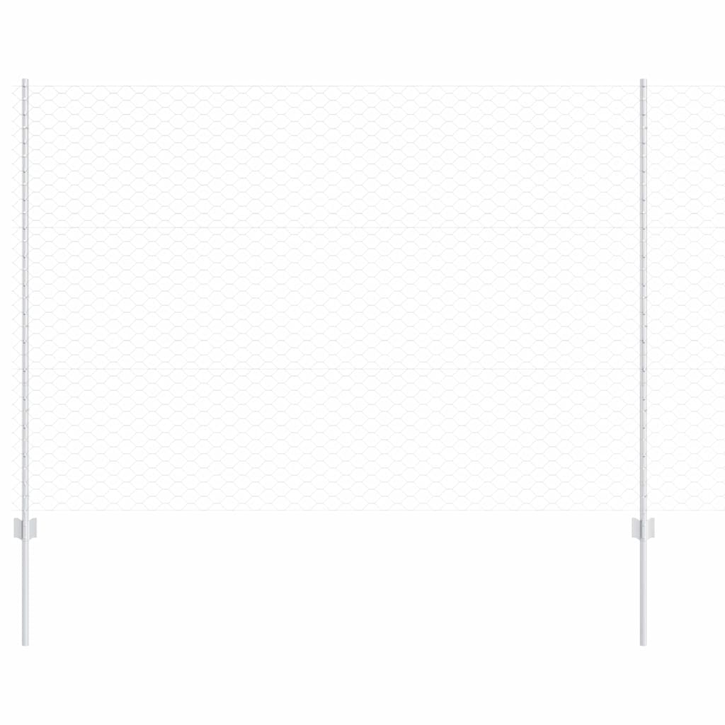 Hexagonal Fence with Post 10 x 1.5 m Galvanised Steel Silver
