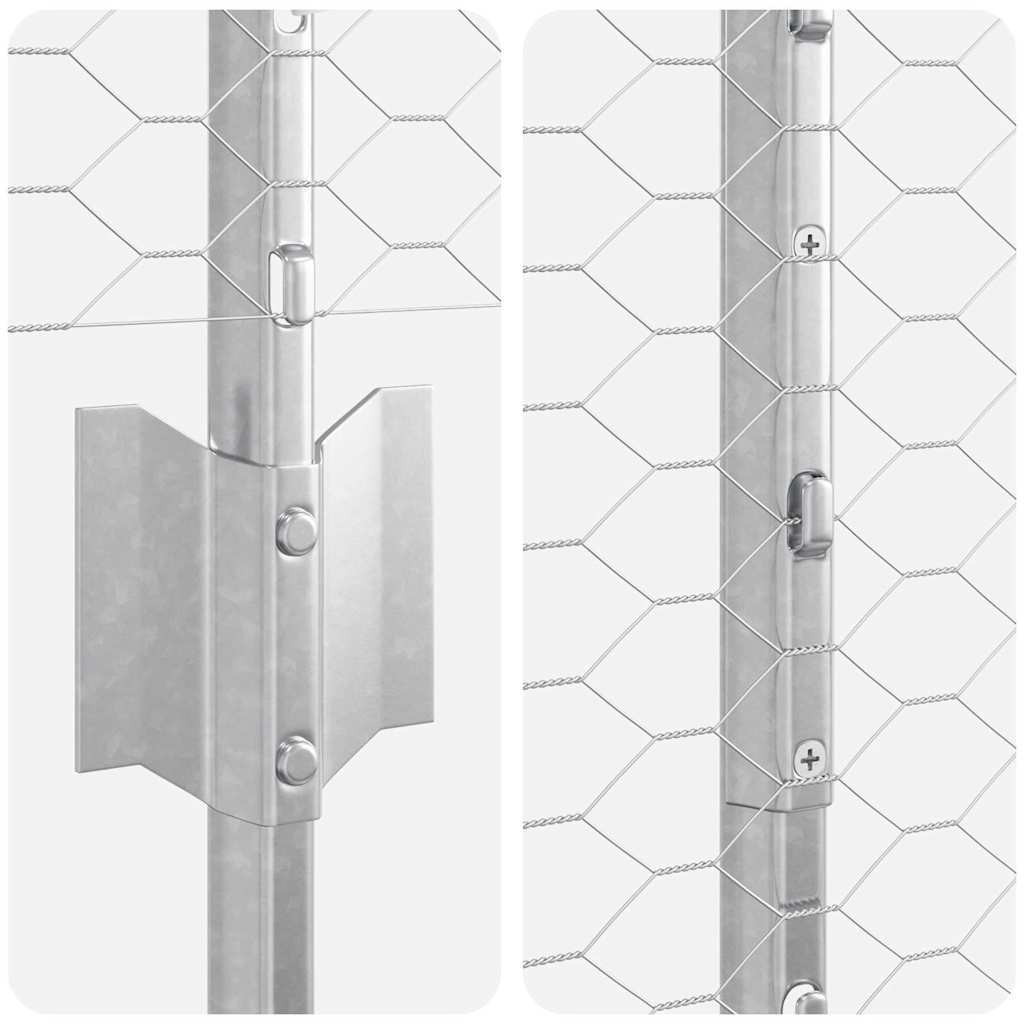Hexagonal Fence with Post 10 x 1.6 m Galvanised Steel Silver